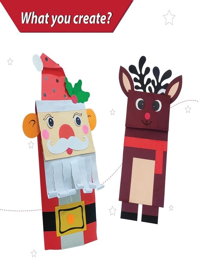 لايت هاوس مجموعة أدوات صنع الحرف اليدوية لعيد الميلاد من لايت هاوس للأطفال | اصنع دمية سانتا بنفسك باستخدام كيس ورقي بني، وقصاصات سانتا وملحقاتها | نشاط فني وحرفي ممتع للعطلات، مجموعة هدايا عيد الميلاد الإبداعية للأطفال (عبوة من 5 قطع) - Image 4